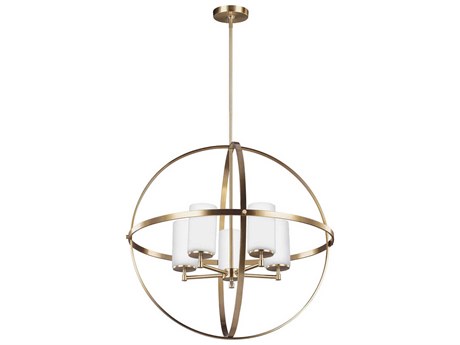 Generation Lighting Alturas 5-Light Satin Brass Glass Globe Chandelier