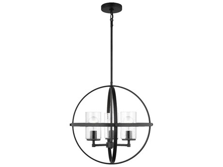 Generation Lighting Alturas 3-Light Midnight Black Glass Globe Chandelier