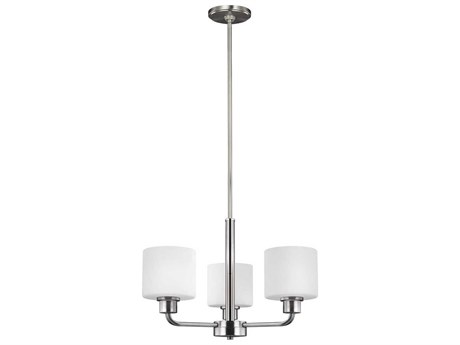 Generation Lighting Canfield 3-Light Brushed Nickel Glass Drum Chandelier