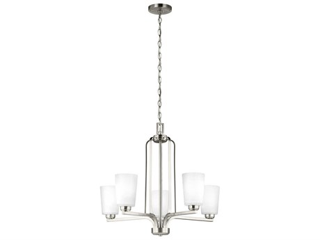 Generation Lighting Franport 5-Light Brushed Nickel Glass Cylinder Chandelier