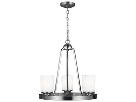 Generation Lighting Kemal 3-Light Brushed Nickel Glass Cylinder Chandelier