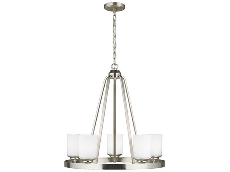 Generation Lighting Kemal 5-Light Brushed Nickel Glass Cylinder Chandelier