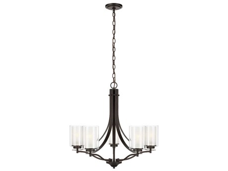 Generation Lighting Elmwood Park 5-Light Bronze Glass Cylinder Chandelier