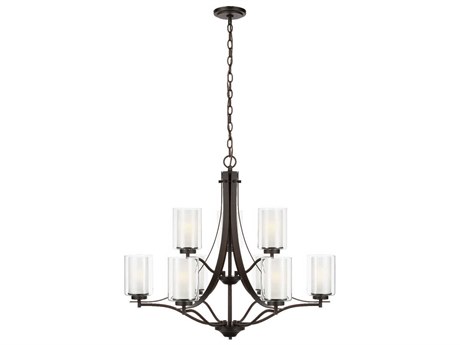 Generation Lighting Elmwood Park 9-Light Bronze Glass Cylinder Chandelier
