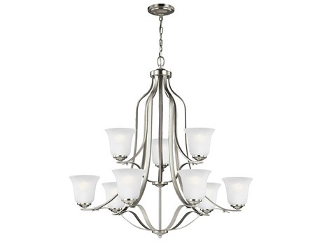 Generation Lighting Emmons 9-Light Brushed Nickel Glass Bell Tiered Chandelier