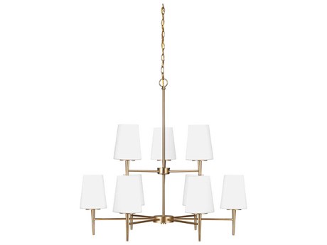 Generation Lighting Driscoll 9-Light Satin Brass Glass Tiered Chandelier