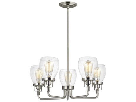 Generation Lighting Belton 5-Light Brushed Nickel Glass Bell Chandelier