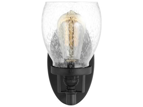 Generation Lighting Belton 1-Light Midnight Black Glass Wall Sconce
