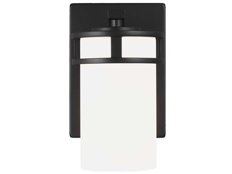 Generation Lighting Robie 1-Light Midnight Black Glass Wall Sconce