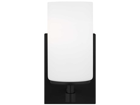 Generation Lighting Alturas 1-Light Midnight Black Glass Wall Sconce