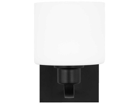 Generation Lighting Canfield 1-Light Midnight Black Glass Wall Sconce