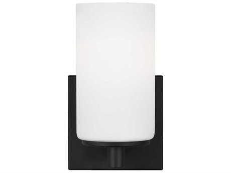 Generation Lighting Hettinger 1-Light Midnight Black Glass Wall Sconce