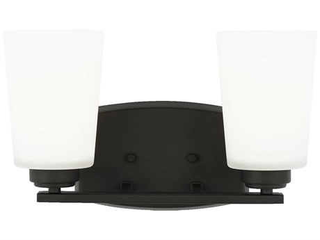 Generation Lighting Franport 2-Light Midnight Black Glass Vanity Light