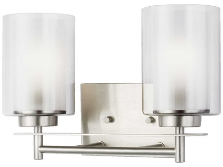 Generation Lighting Elmwood Park 2-Light Brushed Nickel Glass Vanity Light