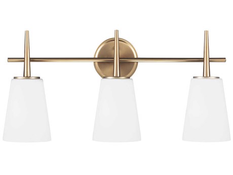 Generation Lighting Driscoll 3-Light Satin Brass Glass Vanity Light