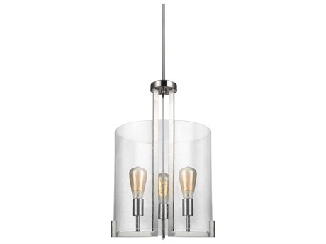 Generation Lighting Dawes 3-Light Brushed Nickel Glass Cylinder Pendant