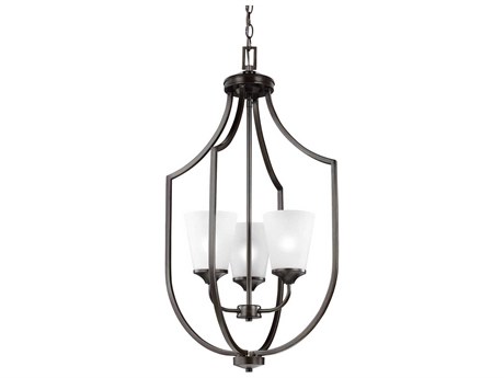 Generation Lighting Hanford 3-Light Bronze Glass Bell Chandelier