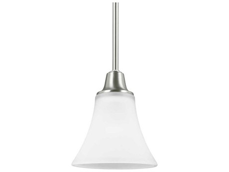 Generation Lighting Metcalf 1-Light Brushed Nickel Glass Bell Mini Pendant