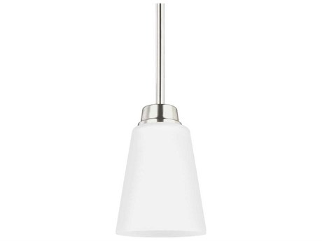 Generation Lighting Kerrville 1-Light Brushed Nickel Glass Bell Mini Pendant