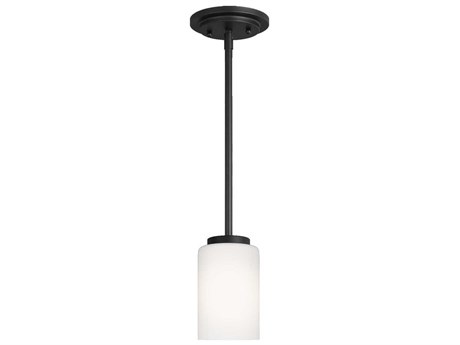 Generation Lighting Oslo 1-Light Midnight Black Glass Cylinder Mini Pendant