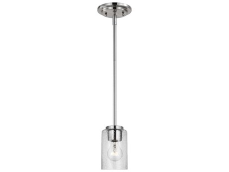 Generation Lighting Oslo 1-Light Brushed Nickel Glass Cylinder Mini Pendant
