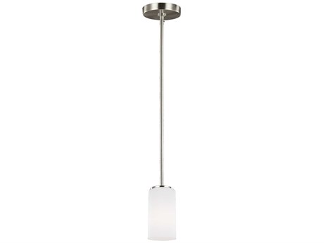 Generation Lighting Alturas 1-Light Brushed Nickel Glass Cylinder Pendant