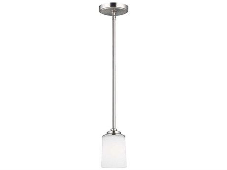 Generation Lighting Kemal 1-Light Brushed Nickel Glass Cylinder Mini Pendant