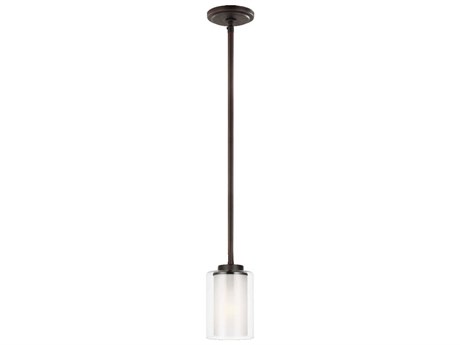 Generation Lighting Elmwood Park 1-Light Bronze Glass Cylinder Mini Pendant