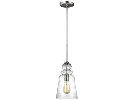 Generation Lighting Kea 1-Light Brushed Nickel Glass Bell Mini Pendant