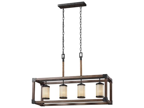 Generation Lighting Dunning 4-Light Stardust Brown Glass Cylinder Island Pendant