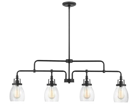 Generation Lighting Belton 4-Light Midnight Black Glass Linear Island Pendant