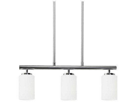 Generation Lighting Oslo 3-Light Chrome Glass Cylinder Linear Island Pendant