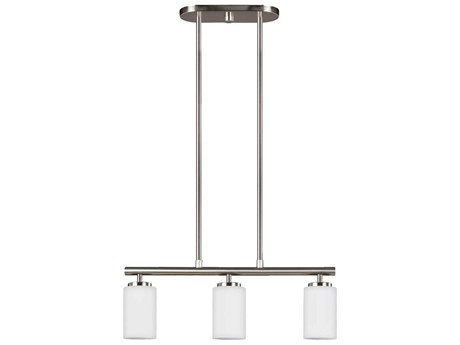 Generation Lighting Oslo 3-Light Brushed Nickel Glass Cylinder Linear Island Pendant