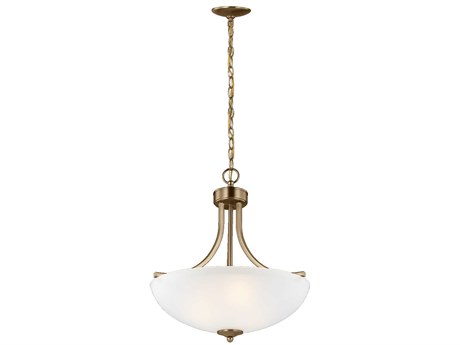 Generation Lighting Geary 3-Light Satin Brass Glass Bowl Pendant