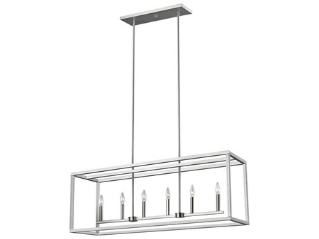 Generation Lighting Moffet Street 6-Light Brushed Nickel Linear Island Pendant