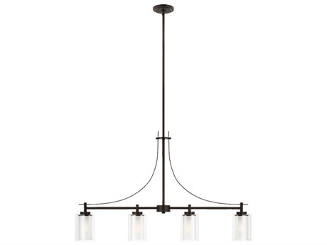 Generation Lighting Elmwood Park 4-Light Bronze Glass Cylinder Round Island Pendant