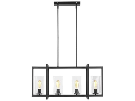 Generation Lighting Mitte 4-Light Midnight Black Glass Linear Island Pendant