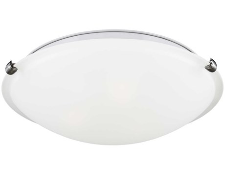 Generation Lighting Clip 1-Light Brushed Nickel Glass LED Bowl Flush Mount