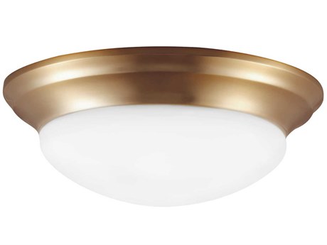 Generation Lighting Nash 3-Light Satin Brass Glass Bowl Flush Mount