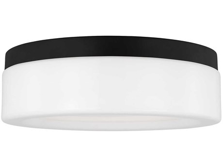 Generation Lighting Rhett 1-Light Midnight Black Glass LED Flush Mount