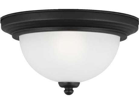 Generation Lighting Geary 1-Light Midnight Black Glass Bowl Flush Mount