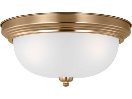 Generation Lighting Geary 3-Light Satin Brass Glass Bowl Flush Mount