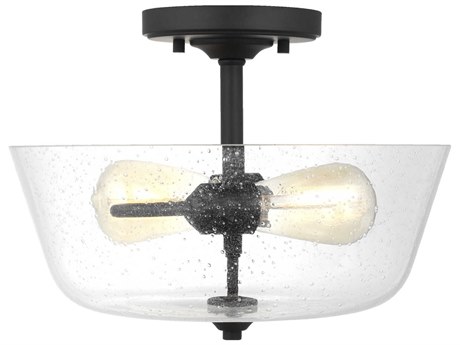 Generation Lighting Belton 2-Light Midnight Black Glass Semi Flush Mount