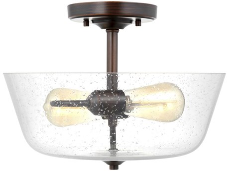 Generation Lighting Belton 2-Light Bronze Glass Semi Flush Mount