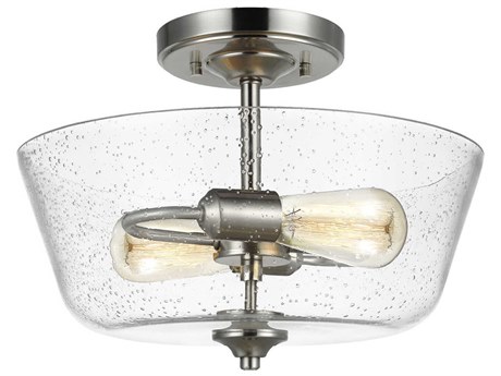 Generation Lighting Belton 2-Light Brushed Nickel Glass Semi Flush Mount