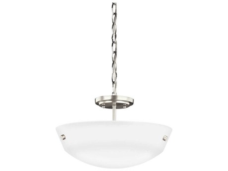 Generation Lighting Kerrville 2-Light Brushed Nickel Glass Bowl Pendant