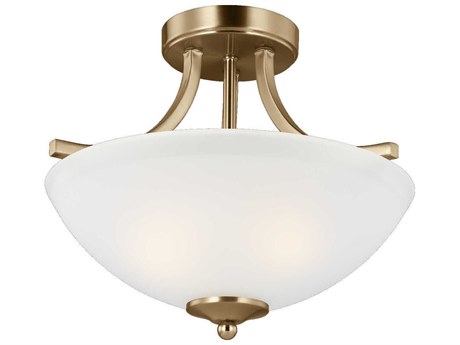 Generation Lighting Geary 2-Light Satin Brass Glass Bowl Pendant