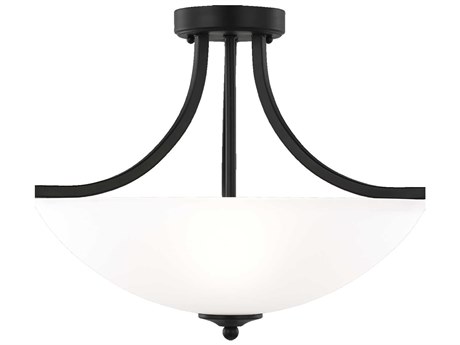 Generation Lighting Geary 3-Light Midnight Black Glass Bowl Semi Flush Mount