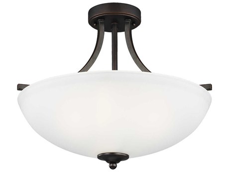 Generation Lighting Geary 3-Light Bronze Glass Bowl Semi Flush Mount