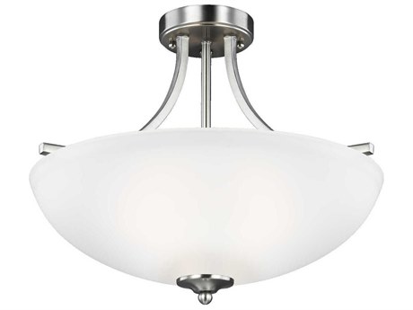 Generation Lighting Geary 3-Light Brushed Nickel Glass Bowl Semi Flush Mount